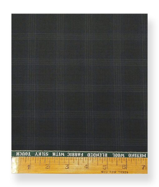 Raymond Dark Greenish Grey 35% Merino Wool Self Checks Unstitched Suit Fabric (3.25 Meter)
