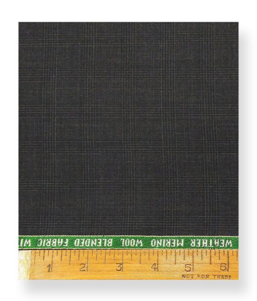 Raymond Dark Grey 35% Merino Wool Self Checks Unstitched Techno Smart Suit Fabric (3.25 Meter)