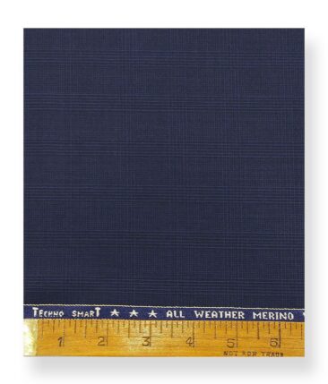 Raymond Royal Blue 35% Merino Wool Self Checks Unstitched Suit Techno Smart Fabric (3.25 Meter)