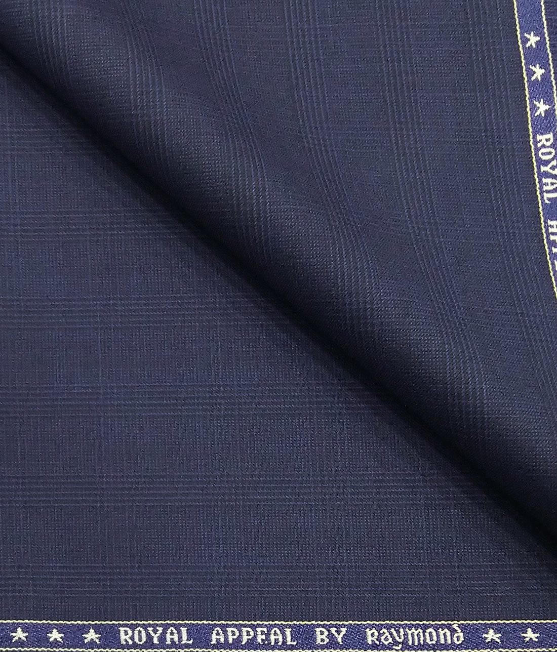 Raymond Royal Blue 35% Merino Wool Self Checks Unstitched Suit Techno Smart Fabric (3.25 Meter)