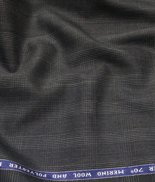 Raymond Dark Grey 35% Merino Wool Super 70's Self Checks Unstitched Suit Fabric (3.25 Meter)