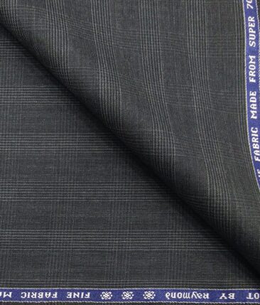 Raymond Dark Grey 35% Merino Wool Super 70's Self Checks Unstitched Suit Fabric (3.25 Meter)