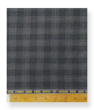 Raymond Worsted Grey 35% Merino Wool Super 70's Self & Mauve Checks Unstitched Suit Fabric (3.25 Meter)