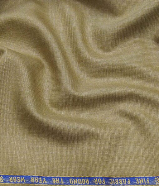 Raymond Biscostti Beige 17% Merino Wool Self Design Unstitched Suiting Fabric