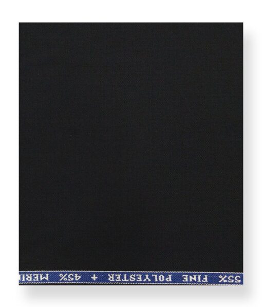 Raymond 45% Merino Wool Black Solid Unstitched Suiting Fabric