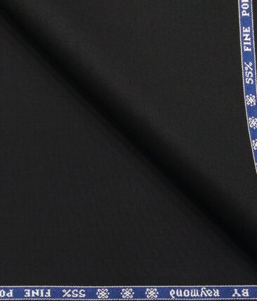 Raymond 45% Merino Wool Black Solid Unstitched Suiting Fabric