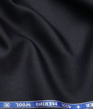 Raymond 45% Merino Wool Dark Navy Blue Solid Unstitched Suiting Fabric