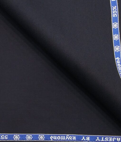 Raymond 45% Merino Wool Dark Navy Blue Solid Unstitched Suiting Fabric