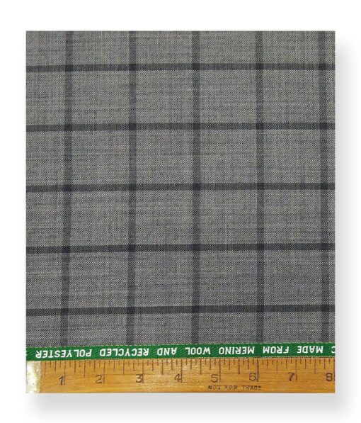 Raymond Grey & Black 35% Merino Wool Broad Checks Unstitched Suiting Fabric
