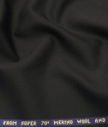 Raymond Black 35% Merino Wool Super 70's Solid Unstitched Suiting Fabric