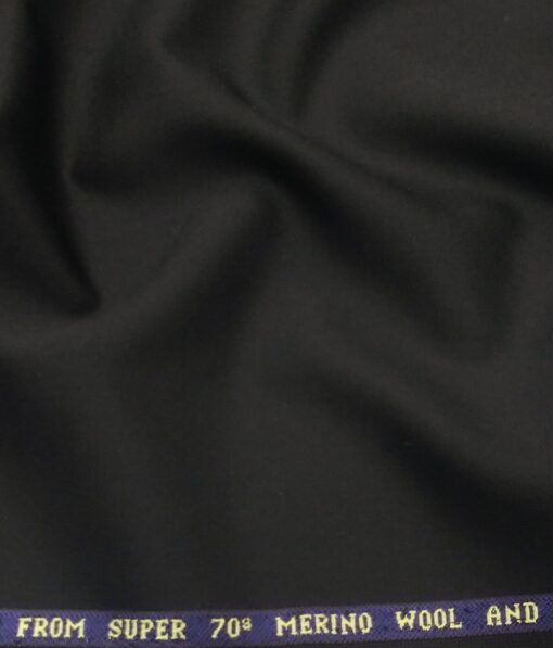 Raymond Black 35% Merino Wool Super 70's Solid Unstitched Suiting Fabric