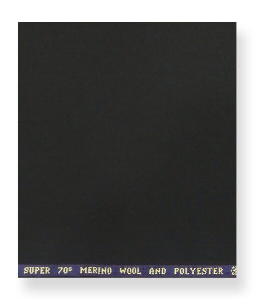 Raymond Black 35% Merino Wool Super 70's Solid Unstitched Suiting Fabric