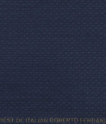 Roberto Ferrari Dark Blue Jacquard Unstitched Terry Rayon Suiting Fabric