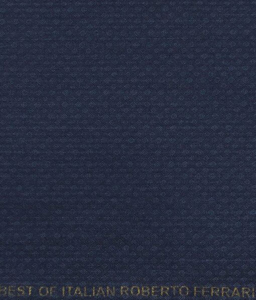 Roberto Ferrari Dark Blue Jacquard Unstitched Terry Rayon Suiting Fabric