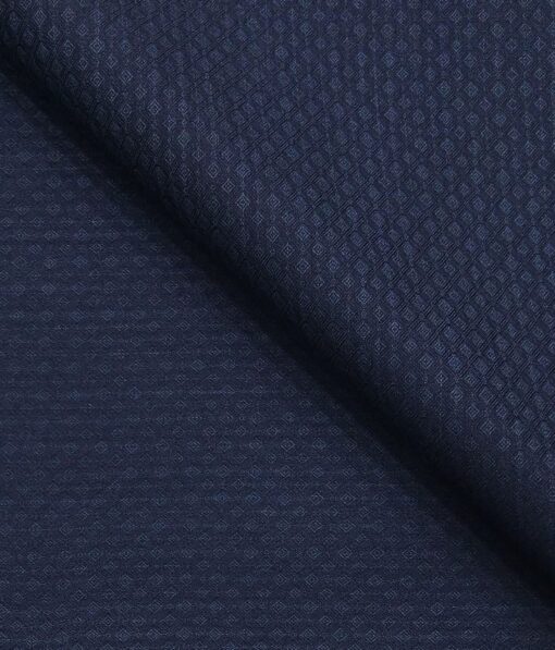 Roberto Ferrari Dark Blue Jacquard Unstitched Terry Rayon Suiting Fabric