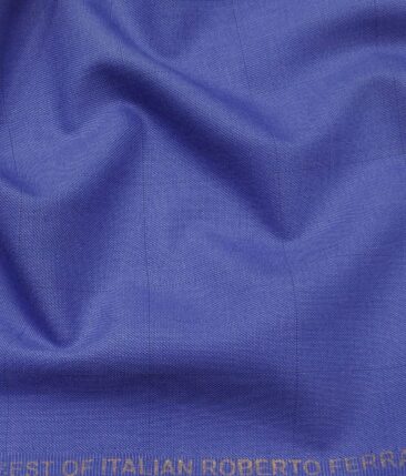 Roberto Ferrari Azure Blue Self Checks Unstitched Terry Rayon Suiting Fabric