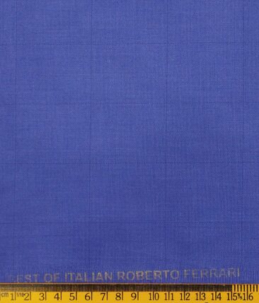Roberto Ferrari Azure Blue Self Checks Unstitched Terry Rayon Suiting Fabric