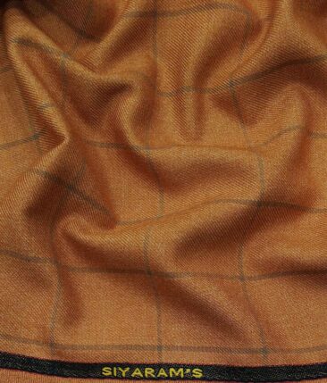 Siyaram's Ginger Orange Self Broad Checks Unstitched Terry Rayon Suiting Fabric