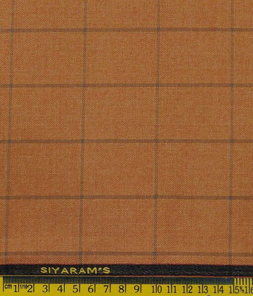 Siyaram's Ginger Orange Self Broad Checks Unstitched Terry Rayon Suiting Fabric