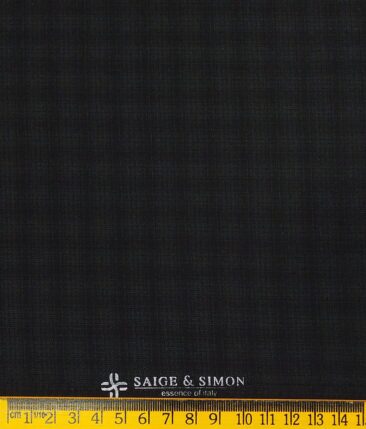 Sage & Simon Black Self Checks Unstitched Terry Rayon Suiting Fabric