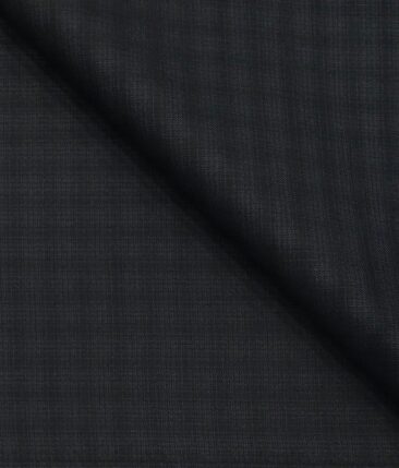 Sage & Simon Dark Grey Self Checks Unstitched Terry Rayon Suiting Fabric