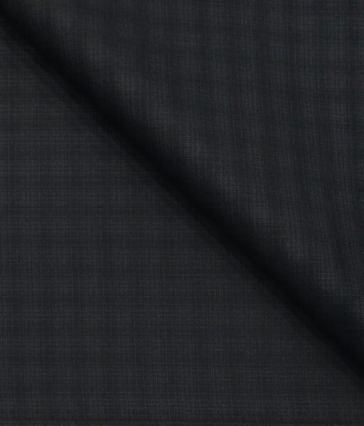 Sage & Simon Dark Grey Self Checks Unstitched Terry Rayon Suiting Fabric