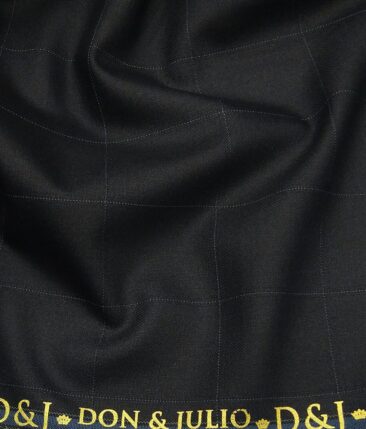 Don & Julio Dark Smoke Grey Broad Self Checks Unstitched Terry Rayon Suiting Fabric