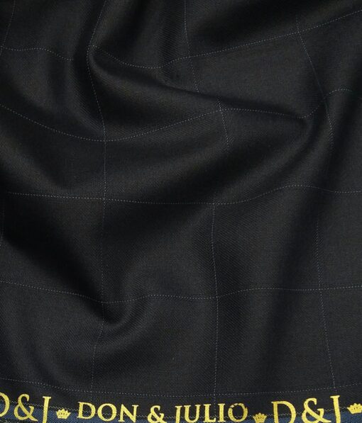 Don & Julio Dark Smoke Grey Broad Self Checks Unstitched Terry Rayon Suiting Fabric