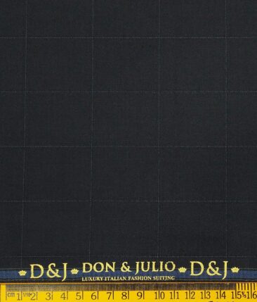 Don & Julio Dark Smoke Grey Broad Self Checks Unstitched Terry Rayon Suiting Fabric