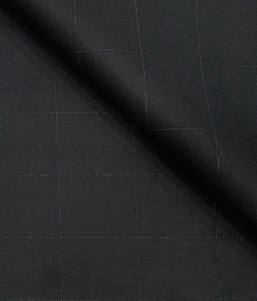 Don & Julio Dark Smoke Grey Broad Self Checks Unstitched Terry Rayon Suiting Fabric