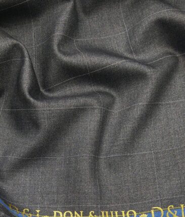 Don & Julio Light Grey Broad Self Checks Unstitched Terry Rayon Suiting Fabric