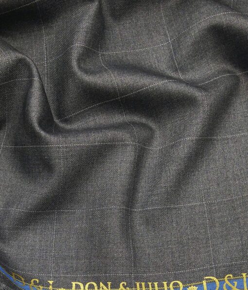 Don & Julio Light Grey Broad Self Checks Unstitched Terry Rayon Suiting Fabric