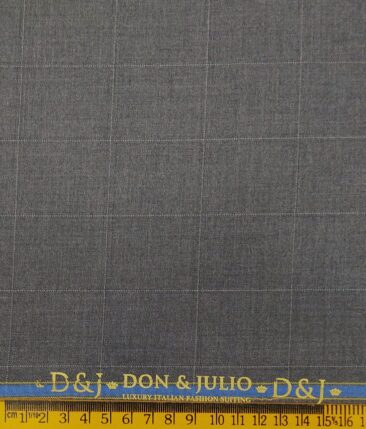 Don & Julio Light Grey Broad Self Checks Unstitched Terry Rayon Suiting Fabric