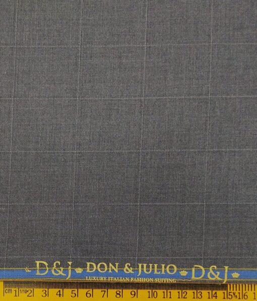 Don & Julio Light Grey Broad Self Checks Unstitched Terry Rayon Suiting Fabric