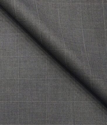 Don & Julio Light Grey Broad Self Checks Unstitched Terry Rayon Suiting Fabric