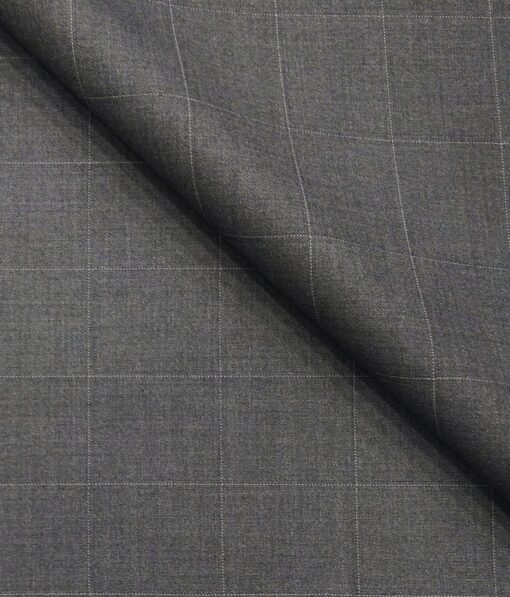 Don & Julio Light Grey Broad Self Checks Unstitched Terry Rayon Suiting Fabric