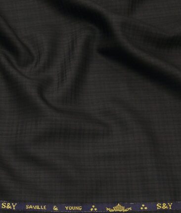 Saville & Young Blackish Grey Self Checks Super 80's 45% Merino Wool Suiting Fabric
