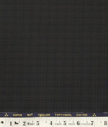 Saville & Young Blackish Grey Self Checks Super 80's 45% Merino Wool Suiting Fabric