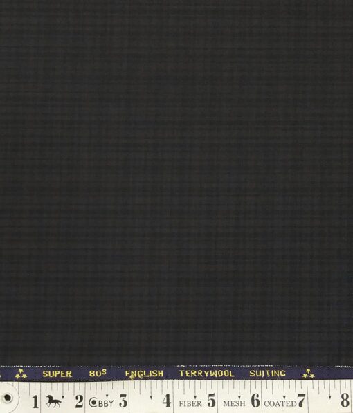 Saville & Young Blackish Grey Self Checks Super 80's 45% Merino Wool Suiting Fabric