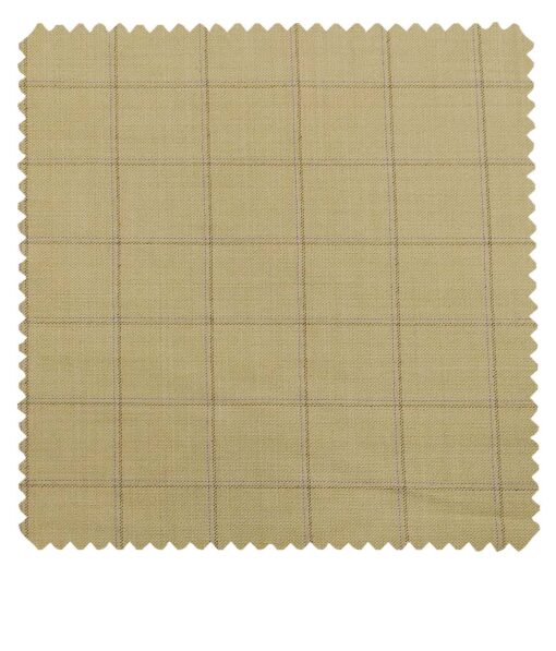 Grado by Grasim Beige Polyester Viscose Broad Checks Unstitched Suiting Fabric