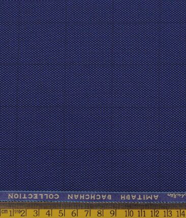 Grado by Grasim Dark Royal Blue Polyester Viscose Structured Cum Checks Unstitched Suiting Fabric