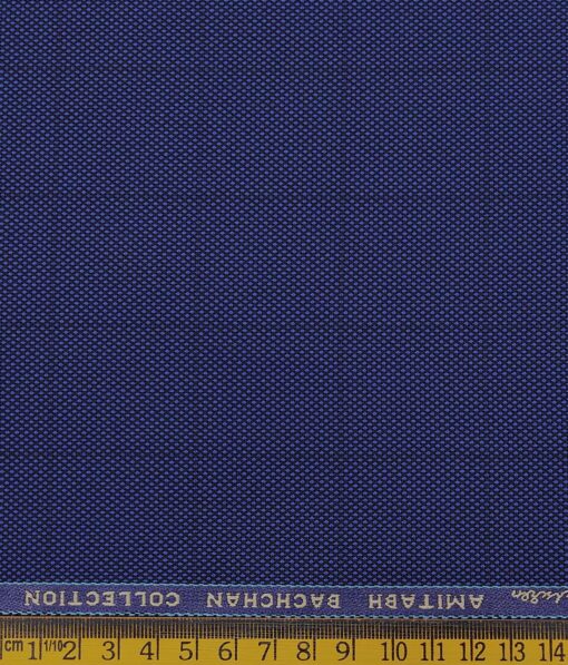 Grado by Grasim Dark Royal Blue Polyester Viscose Structured Cum Checks Unstitched Suiting Fabric