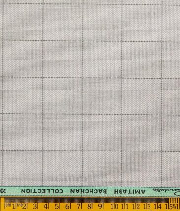 Grado by Grasim Light Grey Polyester Viscose Structured Cum Checks Unstitched Suiting Fabric