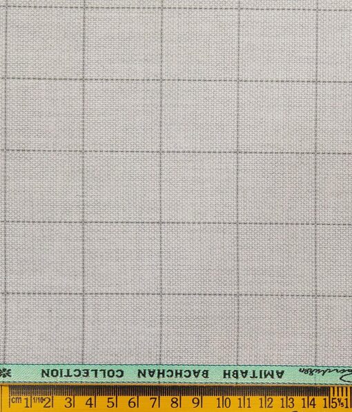 Grado by Grasim Light Grey Polyester Viscose Structured Cum Checks Unstitched Suiting Fabric