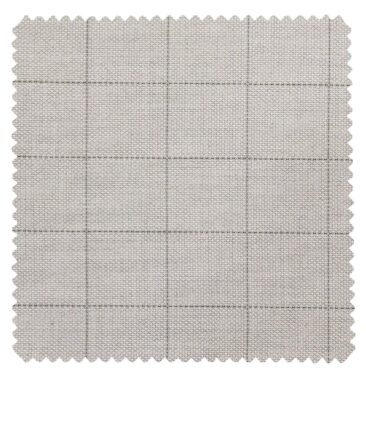 Grado by Grasim Light Grey Polyester Viscose Structured Cum Checks Unstitched Suiting Fabric