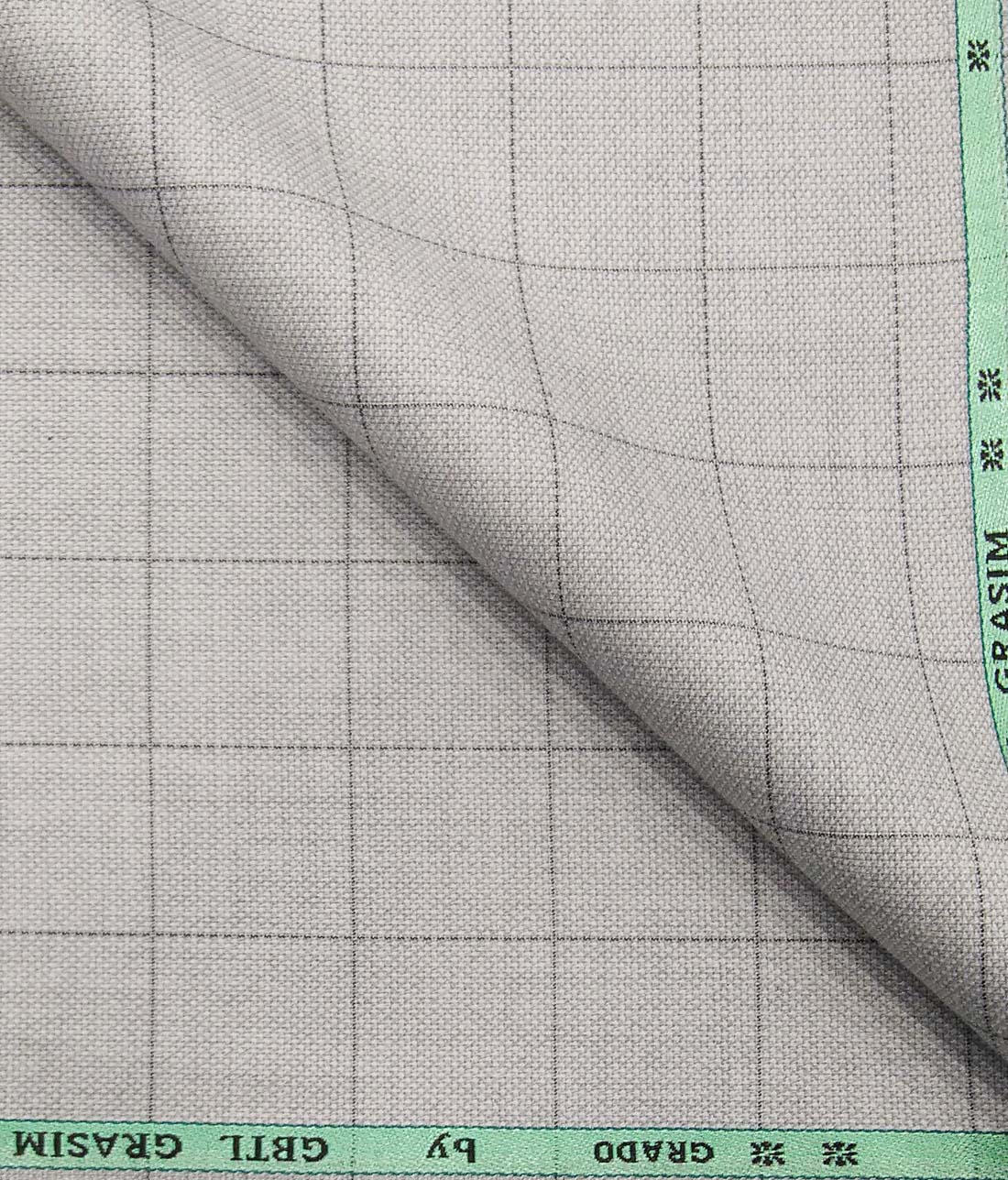 Grado by Grasim Light Grey Polyester Viscose Structured Cum Checks Unstitched Suiting Fabric