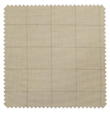 Grado by Grasim Oat Beige Polyester Viscose Structured Cum Checks Unstitched Suiting Fabric