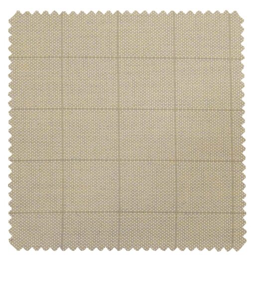 Grado by Grasim Oat Beige Polyester Viscose Structured Cum Checks Unstitched Suiting Fabric
