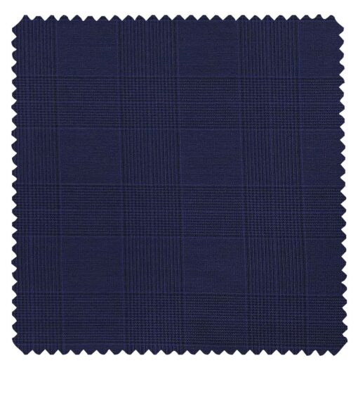 Grado by Grasim Dark Royal Blue Polyester Viscose Self Checks Unstitched Suiting Fabric