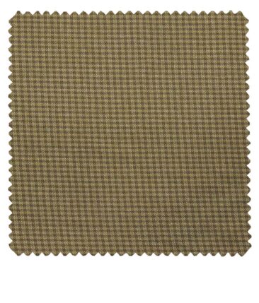 Grado by Grasim Khakhi Polyester Viscose Brown Micro Checks Unstitched Suiting Fabric